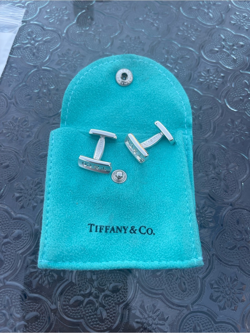 Tiffany & Co. Vintage Silver Cufflinks with Signature Blue Pouch